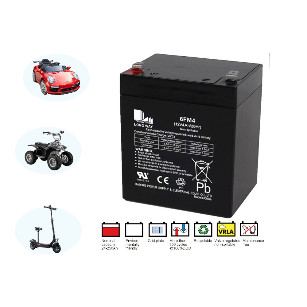 Long service life 12V4ah 6FM4 Maintenance Free Power electric Toy Cars Scooters E-bikes Lead Acid battery