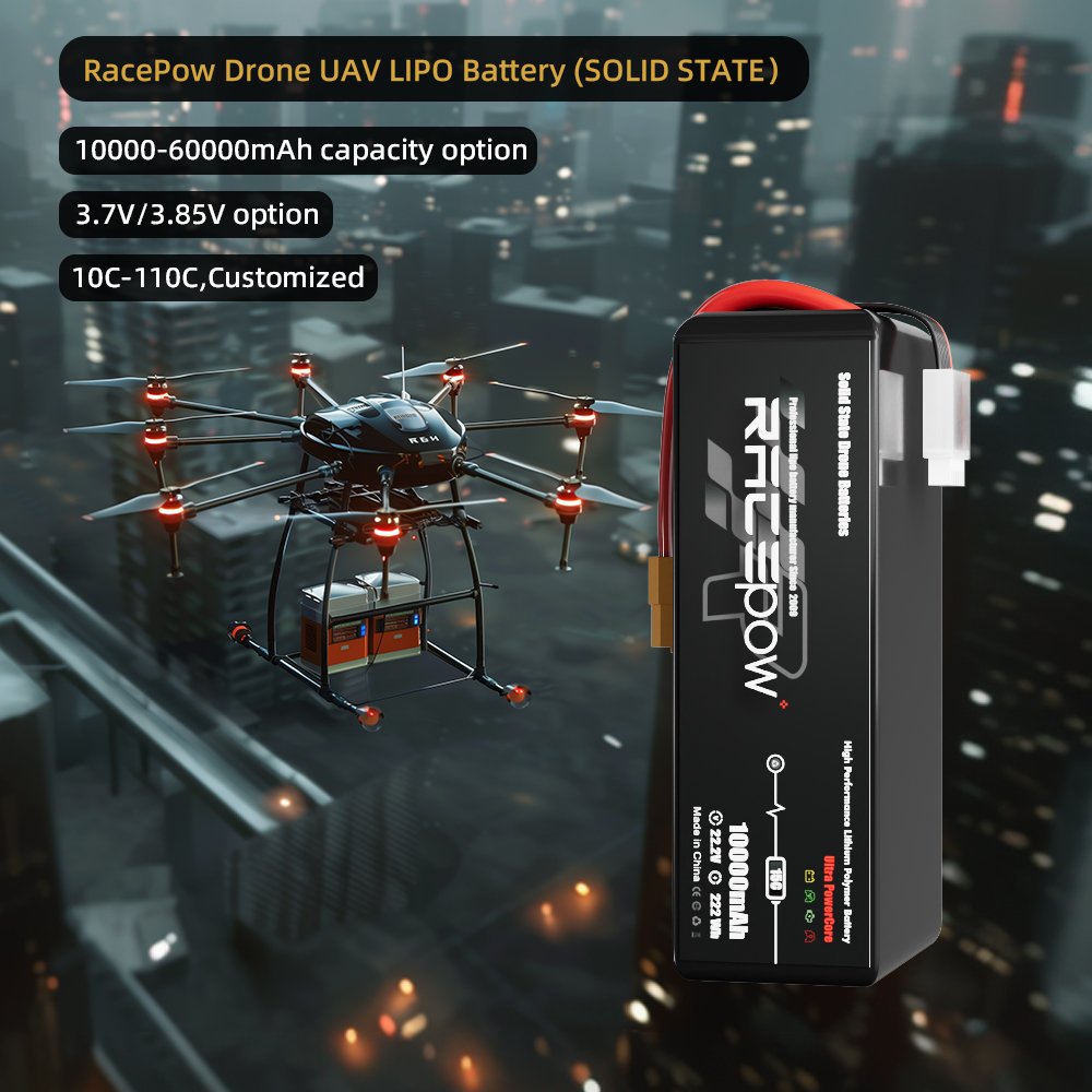 High density solid state lipo battery 295wh/kg 10000mah 12000mah 16000mah 6S 12S 24S 10/15C for cargo/delivery/heavy duty drone