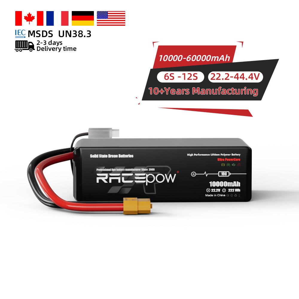 High density solid state lipo battery 295wh/kg 10000mah 12000mah 16000mah 6S 12S 24S 10/15C for cargo/delivery/heavy duty drone