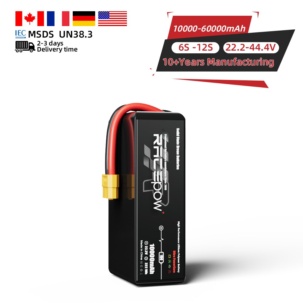 High density solid state lipo battery 295wh/kg 10000mah 12000mah 16000mah 6S 12S 24S 10/15C for cargo/delivery/heavy duty drone