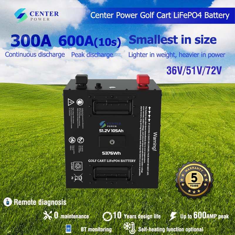 Center Power 48v100ah Deep cycle 48v lithium ion battery pack for golf cart