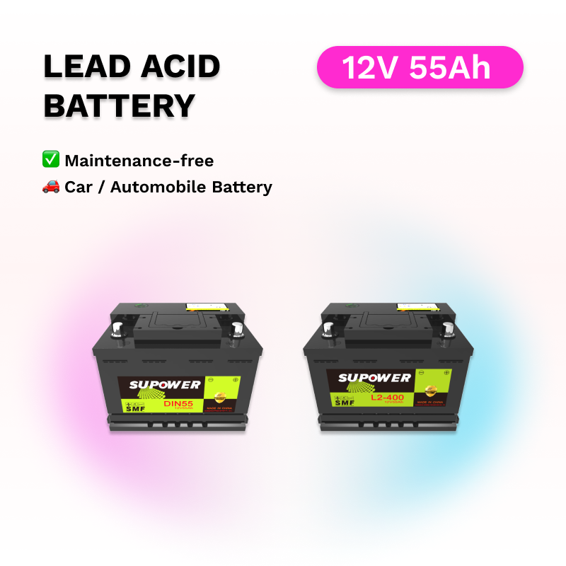 12V 55Ah lead acid battery OEM car maintenance-free battery SUPOWER DIN55 L2-400