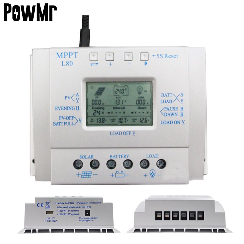 MPPT model PWM 10A 20A 30A 40A 60A 80A Solar Charge Controller 12V/24V 0-Layer Pricnciple Solar Controller