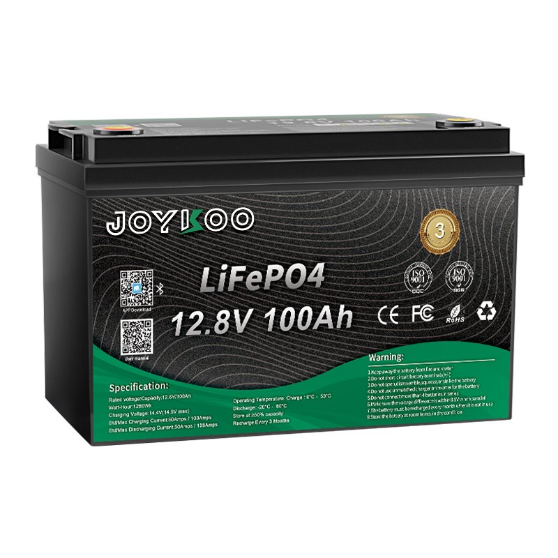 12V100Ah LFP batteries JOYKOO CE ROHS LIthium LiFePO4 Battery 12.8V 100Ah lead acid replacement batteries with smart BMS