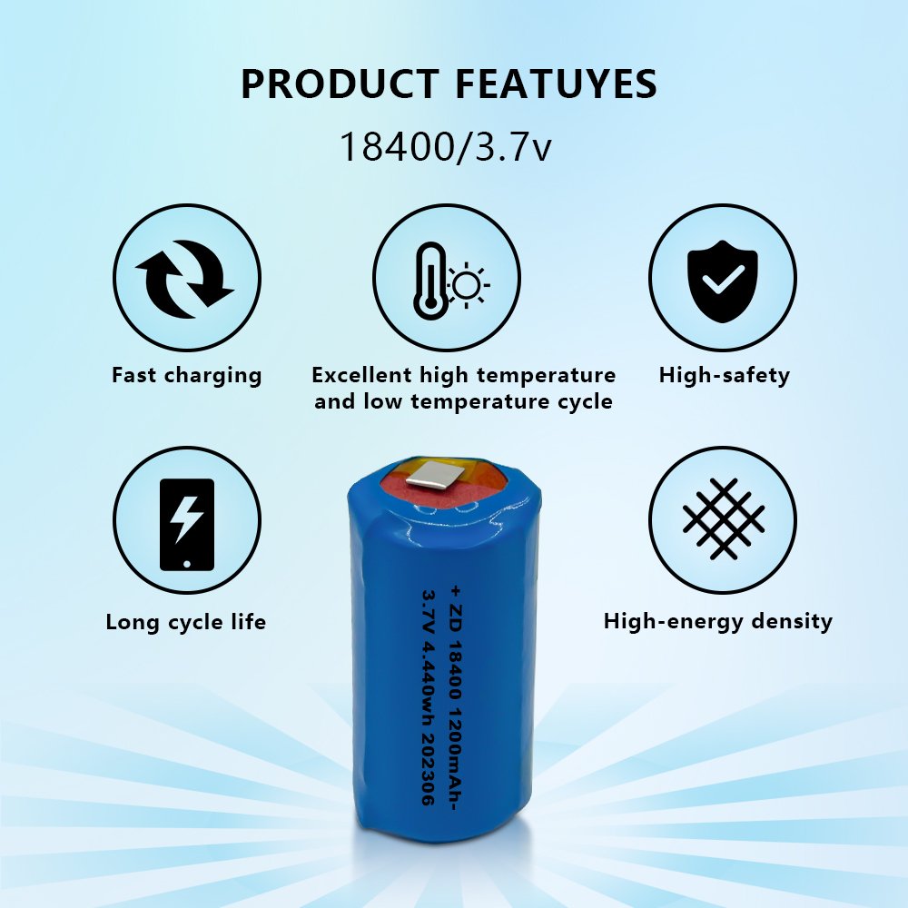 High rate 3A discharge custom cylindrical rechargeable 3.7V 1200mAh 18400 lithium-ion drone battery