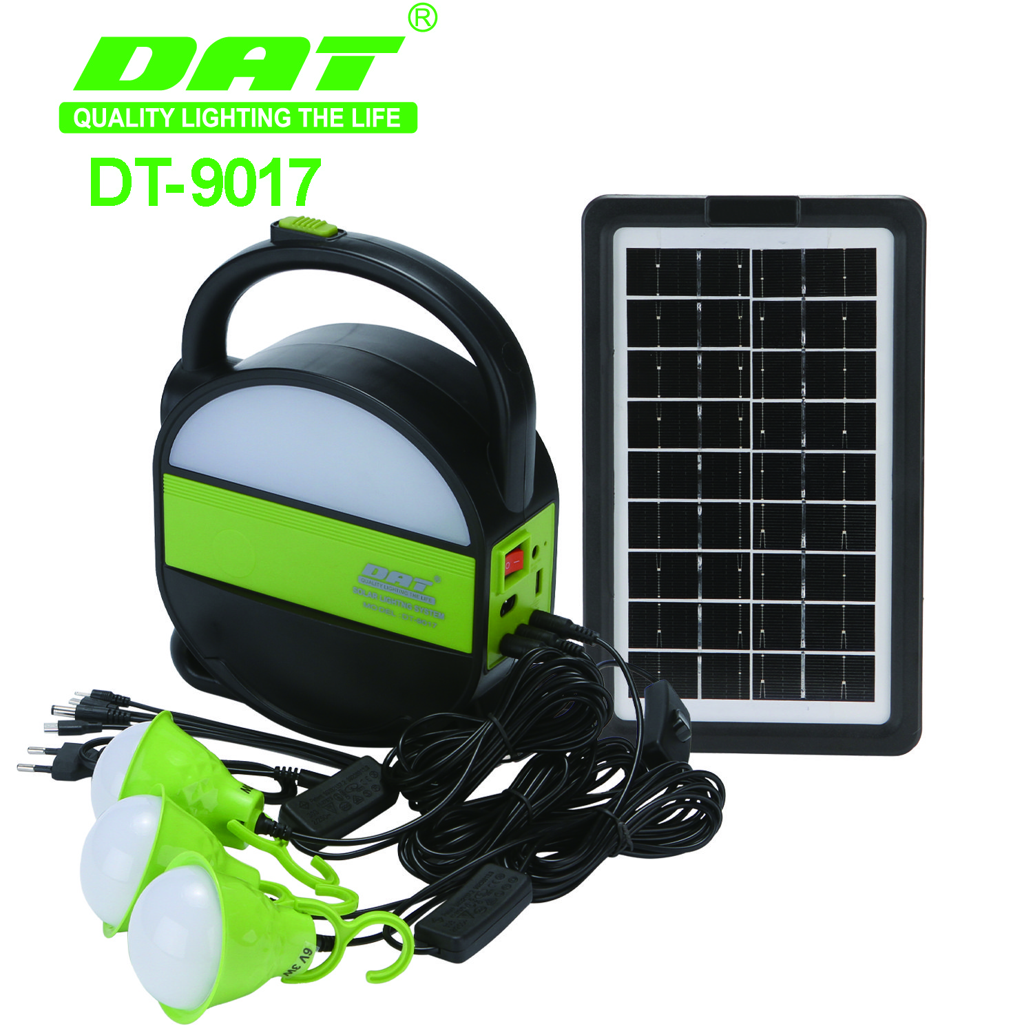 DT-9017 DAT home solar lighting system with USB function outdoor solar energy system with three bulbs solar power bank
