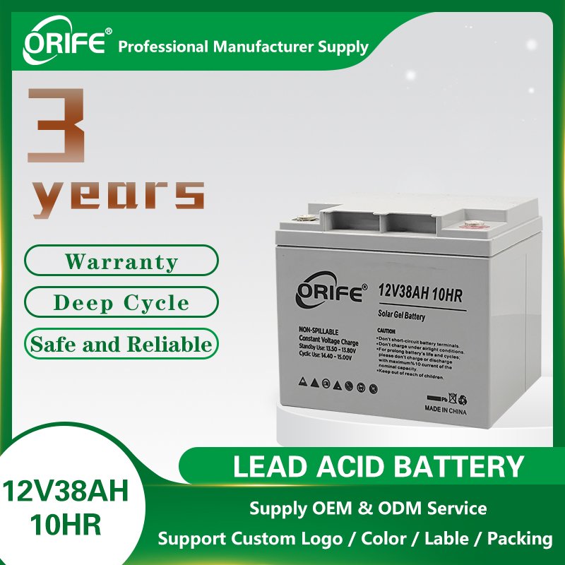 ORIFE Valve Regulated Lead Acid AGM 12v 38ah positive and negative plate lead acid battery