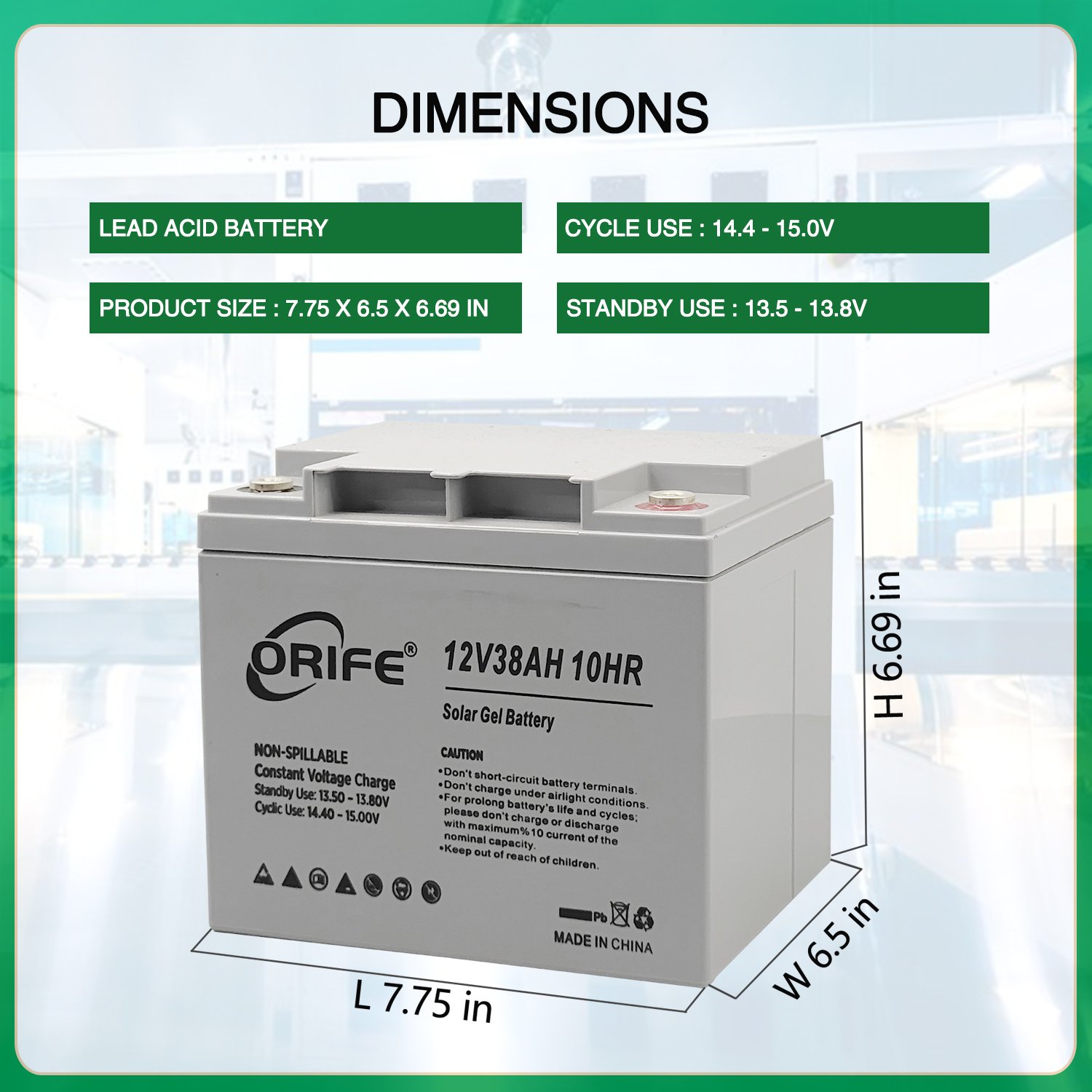 ORIFE Valve Regulated Lead Acid AGM 12v 38ah positive and negative plate lead acid battery