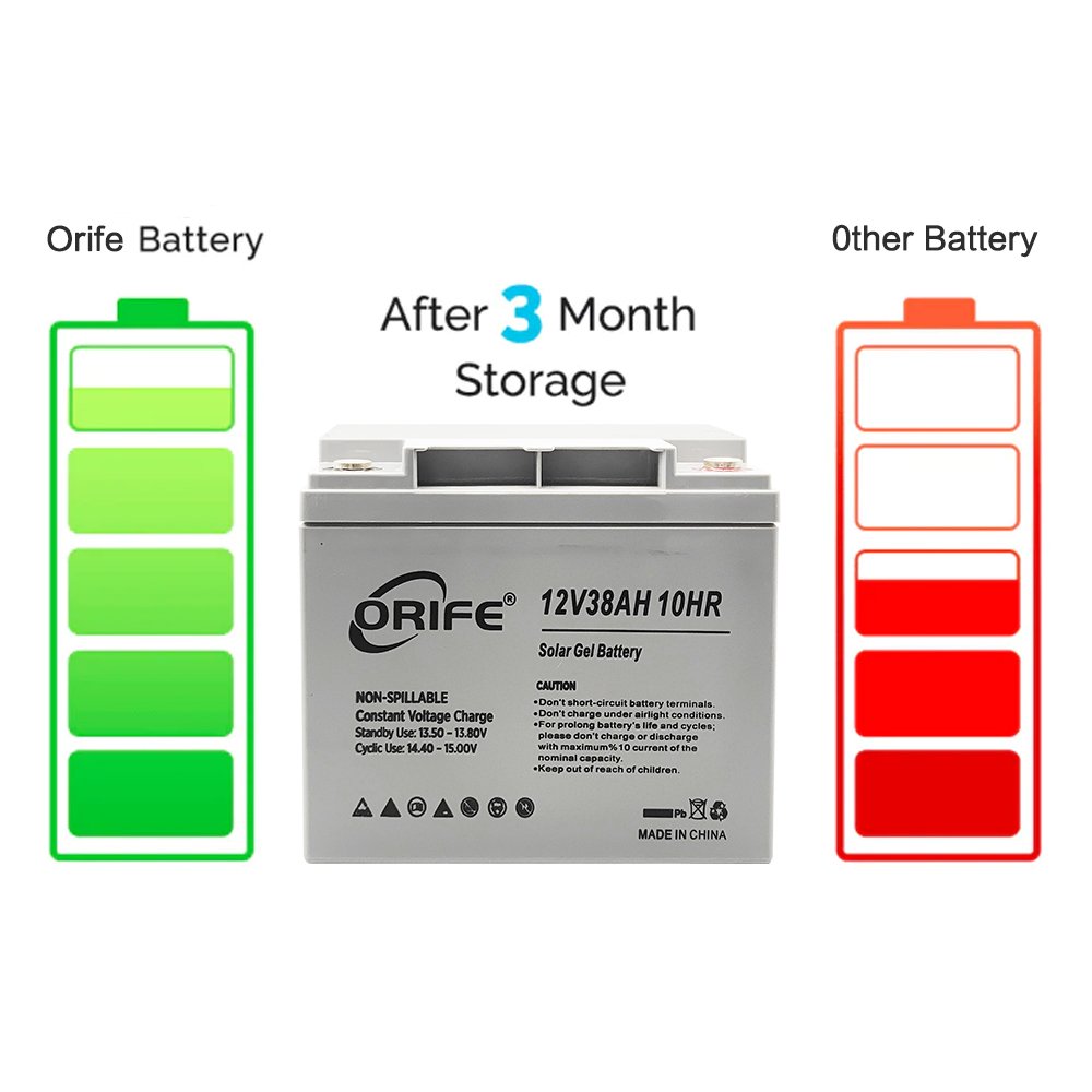 ORIFE Valve Regulated Lead Acid AGM 12v 38ah positive and negative plate lead acid battery
