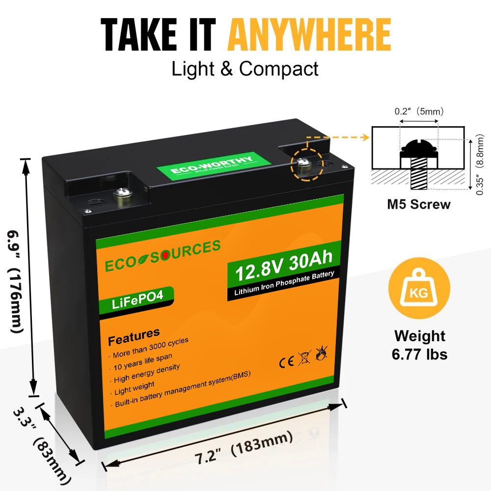 Eco-worthy 12v 30ah Lithium Ion Lifepo4 Battery For Solar System