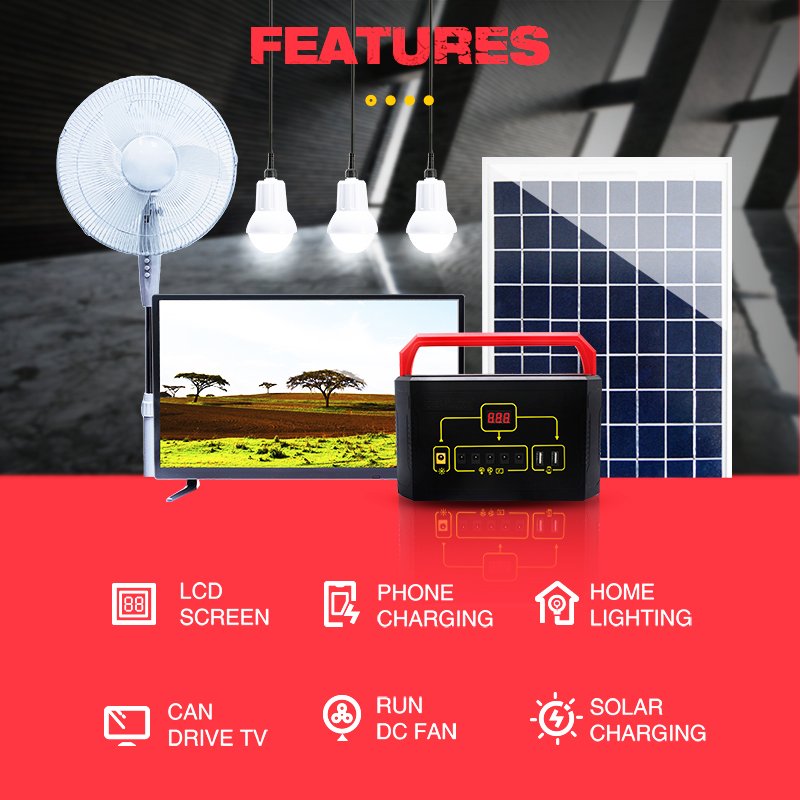 Solar Panel with Solar Bulbs Solar Home Lighting System in Home with DC Fan for Family Best Selling 10W 12V ISO 8-24 Hours