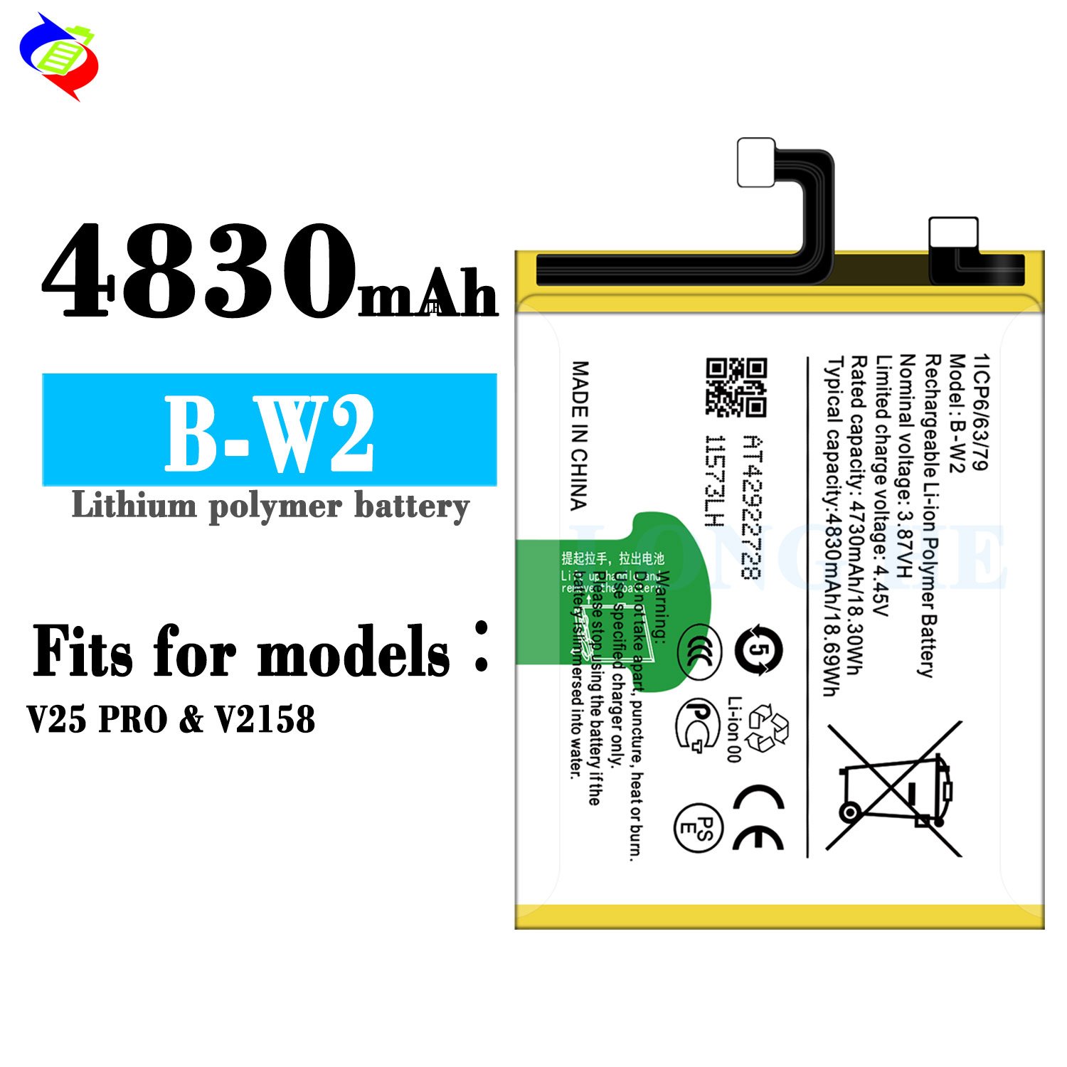 OEM B-W2 100% Original Li-ion Polyer Rechargeable cell phone battery For vivo V25 PRO V2158 4830mAh