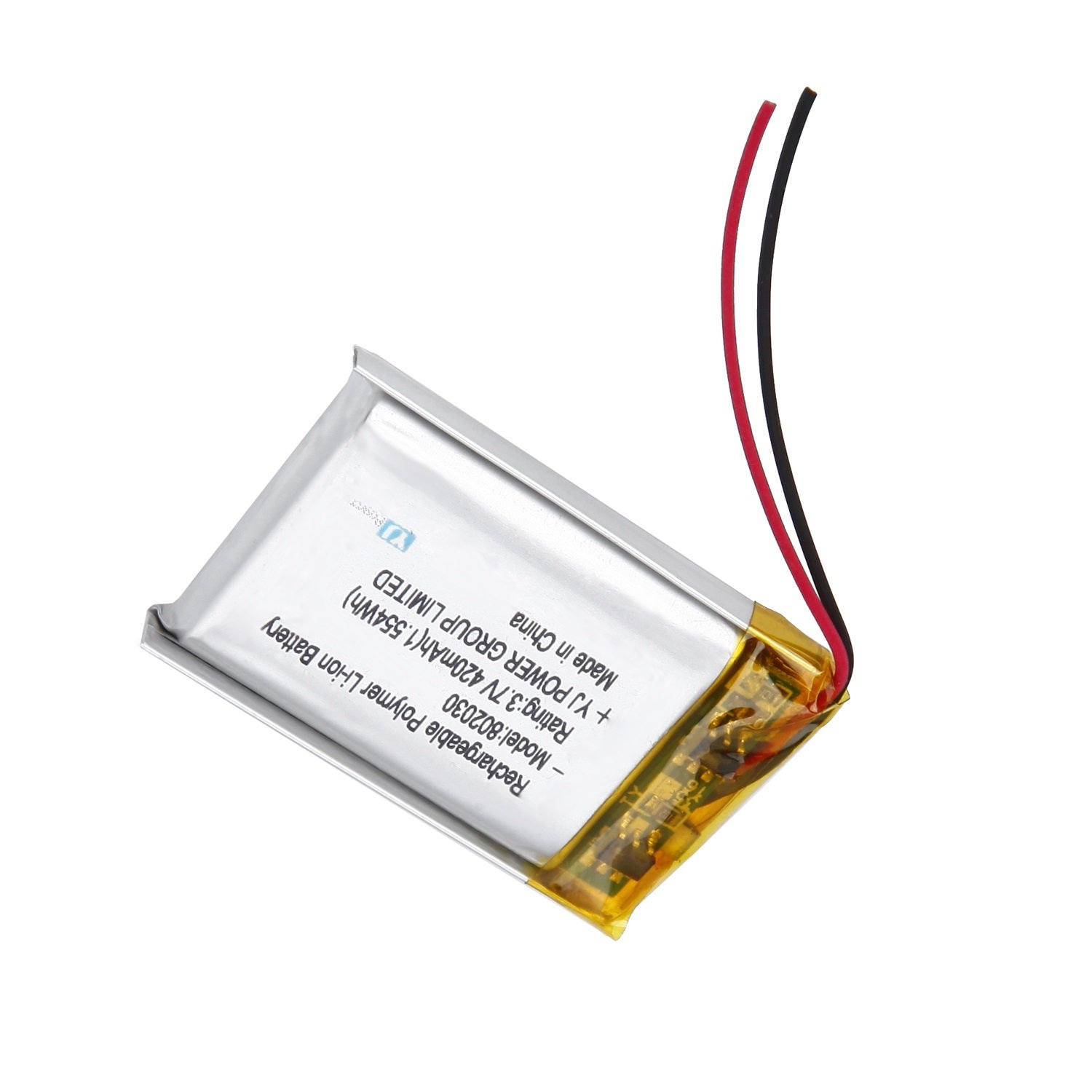 CE approved cell 3.7v 802030 420mAh polymer li-ion battery for headset