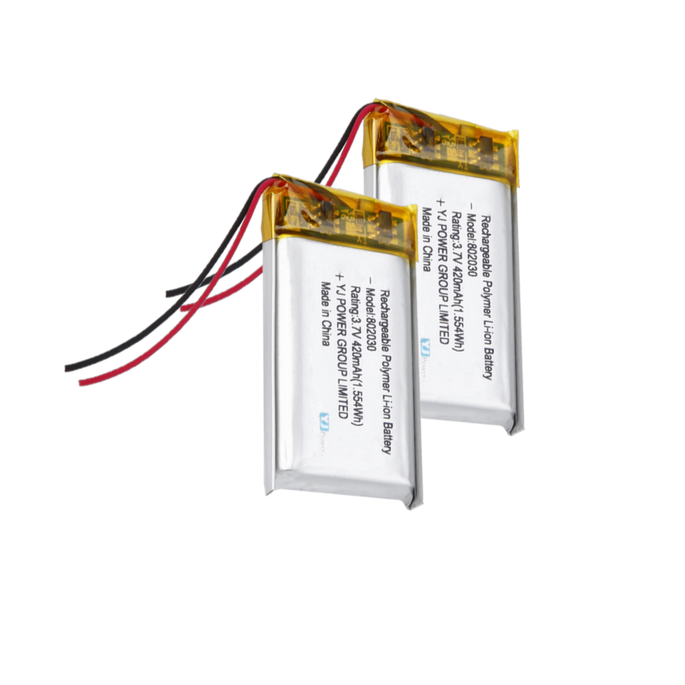 CE approved cell 3.7v 802030 420mAh polymer li-ion battery for headset