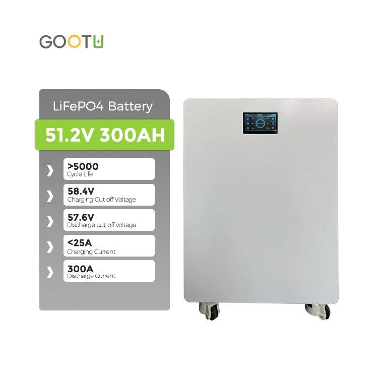 Gootu Energy Storage Batterie Lithium 15Kwh 51.2V 300Ah Bms 48V Lifepo4 Lithium Solar Battery 15Kwh With Wheels