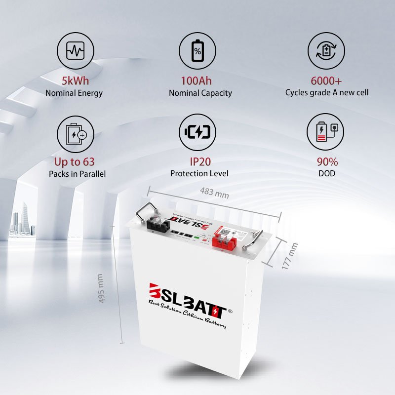 BSLBATT solar 5kw 48v 100ah deep cycle lithium ion battery suppliers