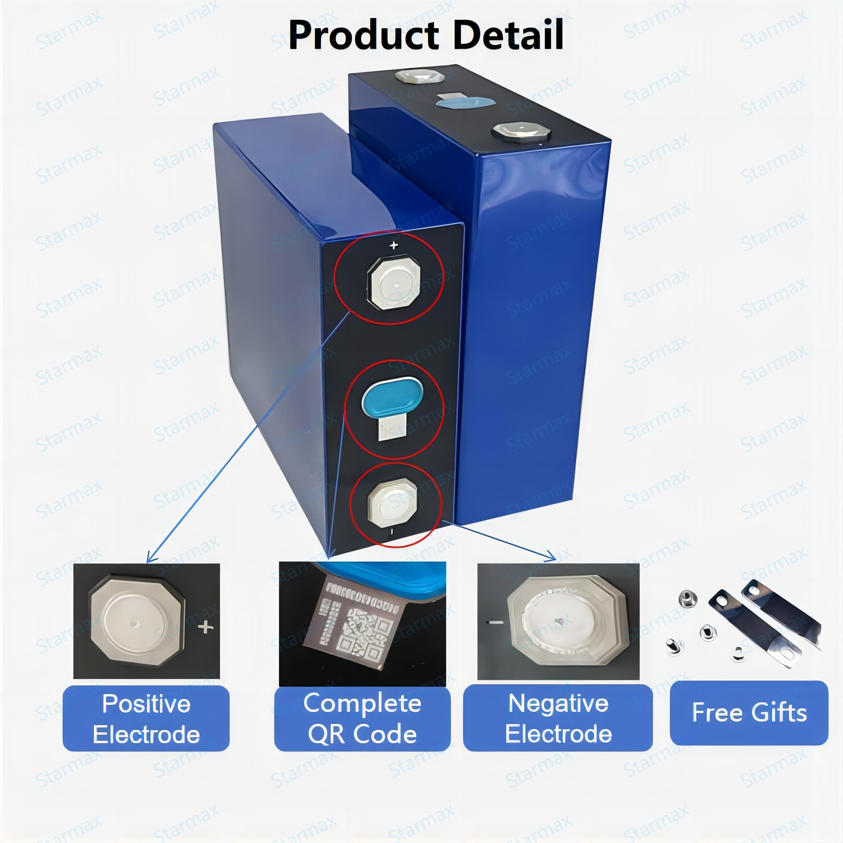 Starmax EV 3.2V 280Ah Lifepo4 Battery Powerwall 16Pcs 51.2V 10Kwh Wall Mounted Lifepo4 Lithium Battery