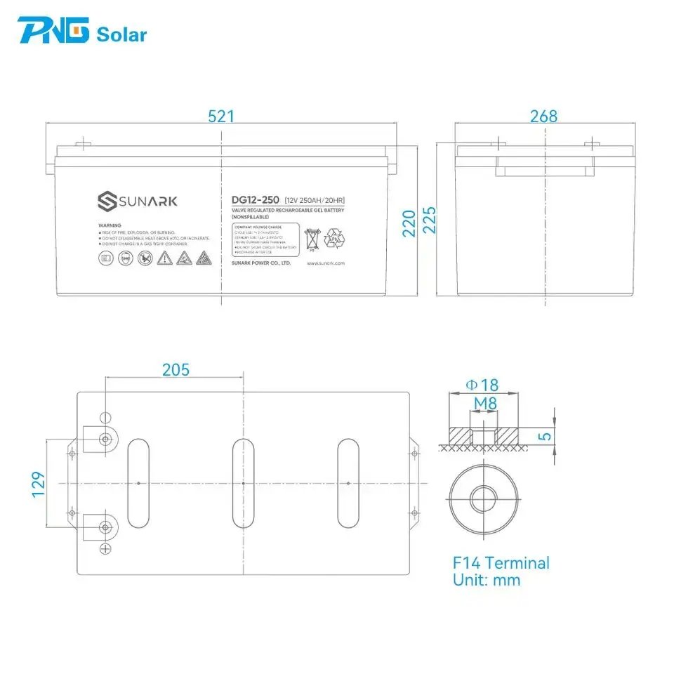 Gel Battery 2V 12V 100Ah 200Ah 250Ah For Hybrid And Off-grid System