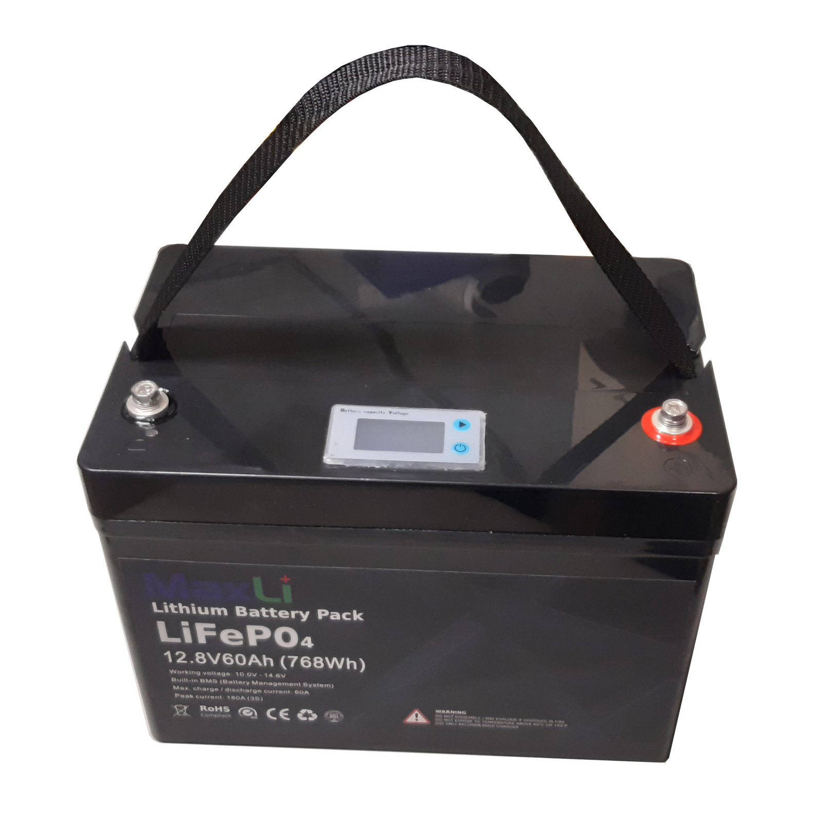 Rechargeable Lifepo4 12V 60Ah 100Ah Lithium ion Batteries for RV/Solar System/Yacht/Golf Carts/Car Smart BMS with LED Display