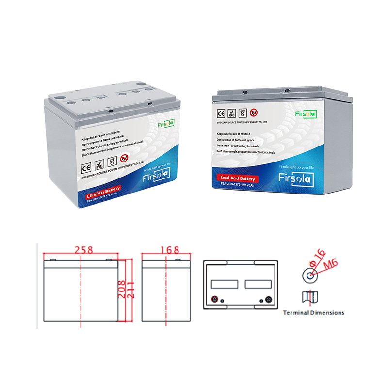 12V 70Ah M8 Terminal Customized Lead-Acid Batteries Agm Varta gel Bateria