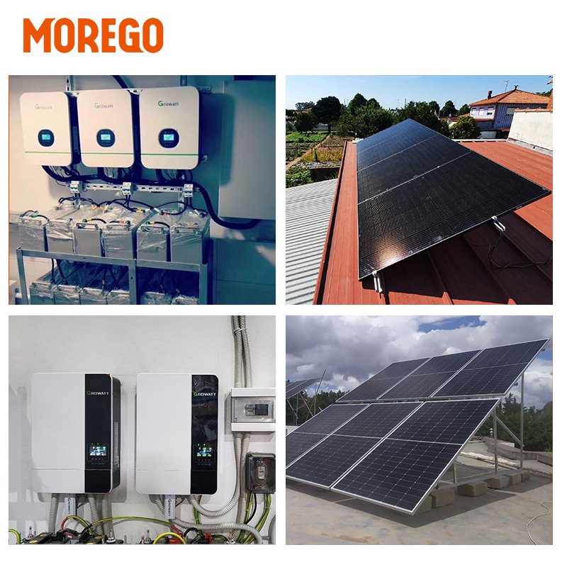Moregosolar solar panel system 5kw off grid solar power banks & power station with Growatt inverter 5000w and Lead-acid battery