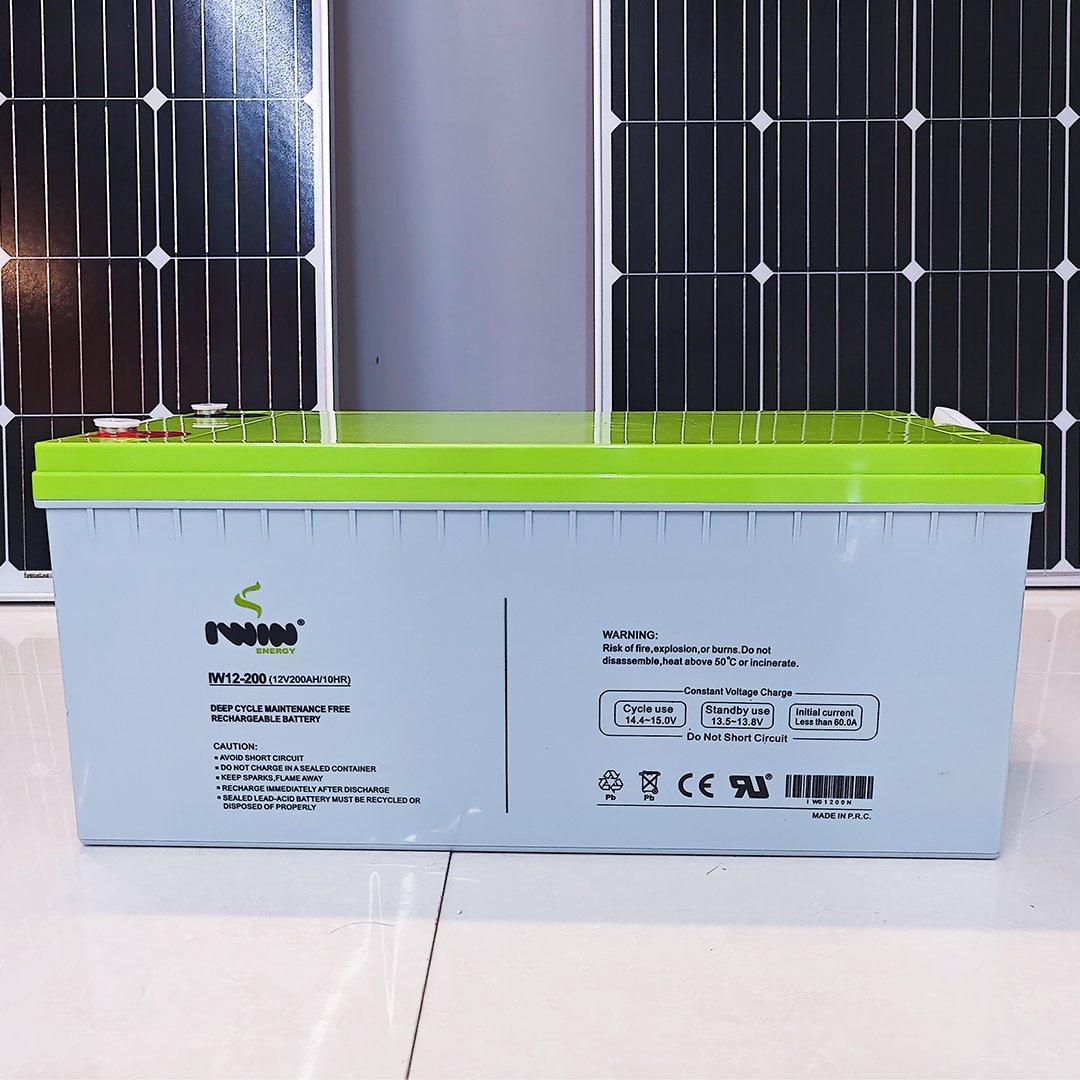 IWIN Energy solar storage battery 12v 200AH lead-acid battery with solar panel