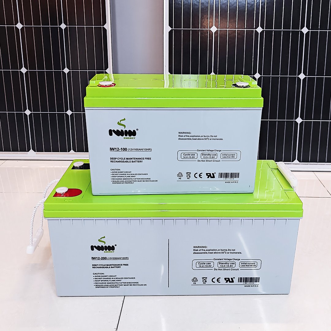 IWIN Energy solar storage battery 12v 200AH lead-acid battery with solar panel