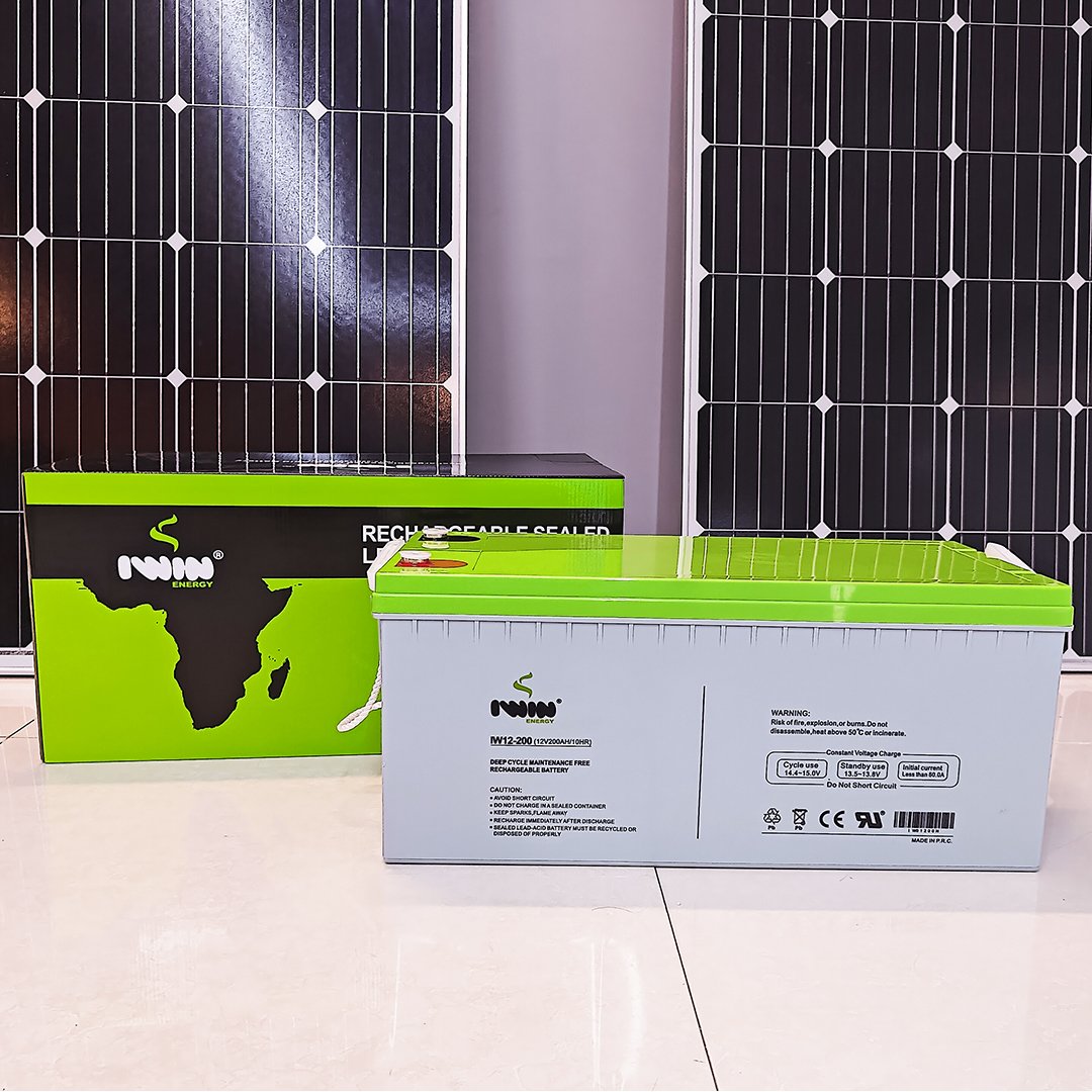 IWIN Energy solar storage battery 12v 200AH lead-acid battery with solar panel