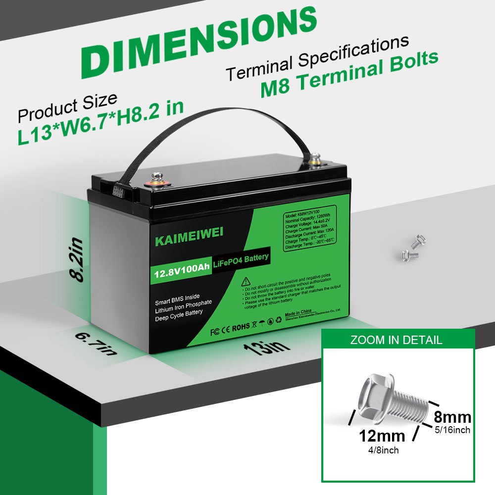 12 Volt Deep Cycle Solar RV Caravan Marine 12 Volt Lithium Ion Battery 12V 100ah LiFePO4 Battery