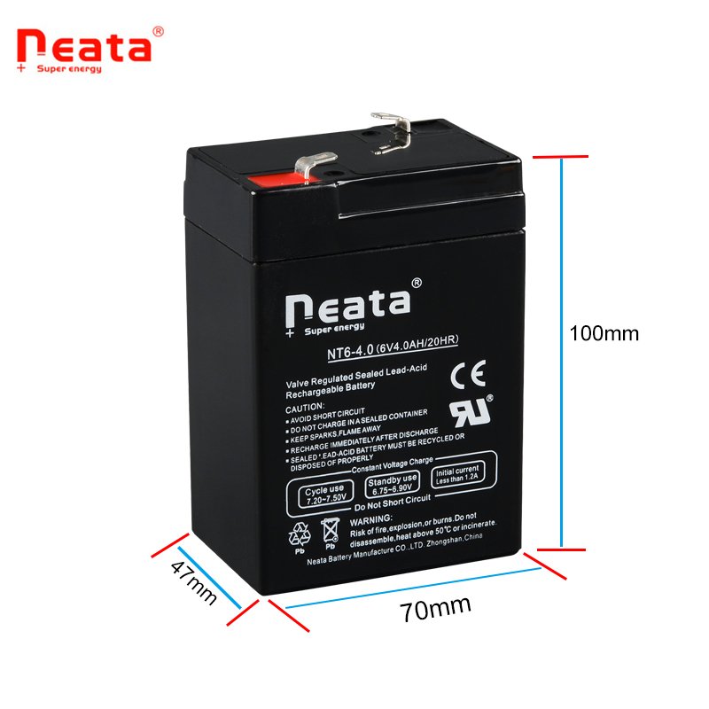 6 Volt Small SMF Rechargeable Battery 6V 4Ah Sealed lead acid battery for UPS / Electric Children Cars