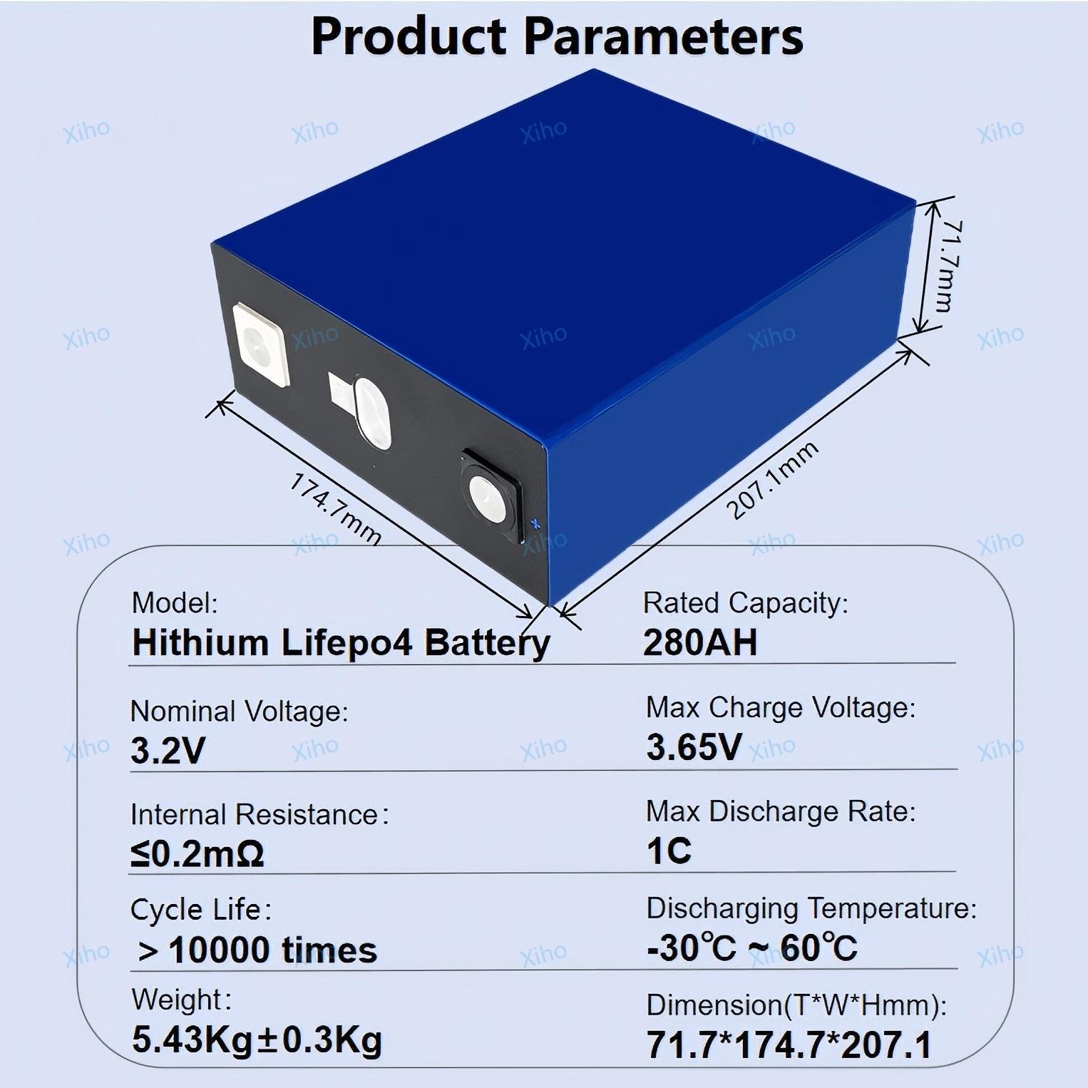 XIHO 11000 cycle Hithium 320Ah Lifepo4 Battery Rechargeable Prismatic Cell Lithium Ion Battery 3.2V 280Ah 314Ah Energy Storage