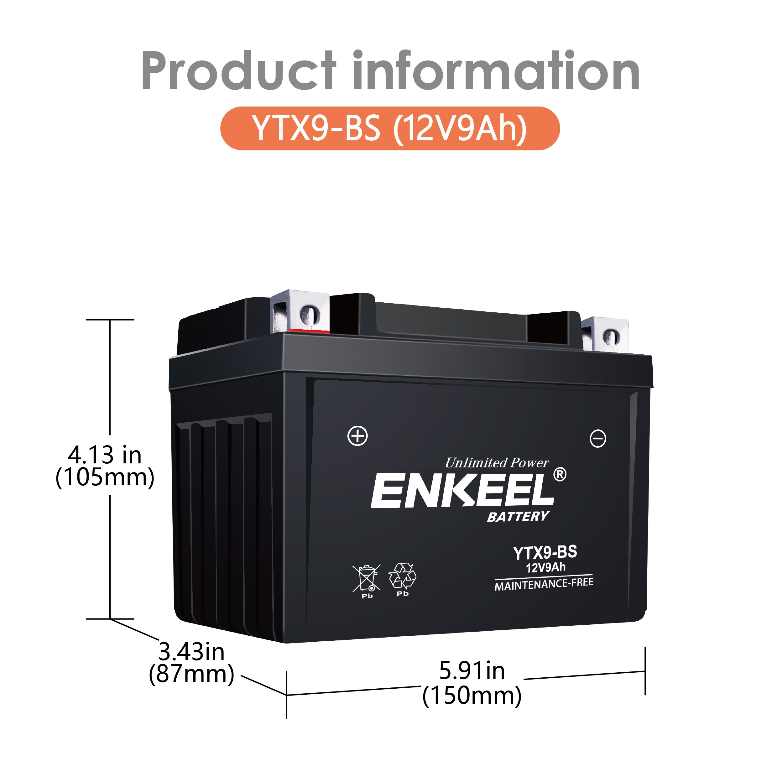 YTX9-BS Factory Wholesale 12V9AH Starting Motorcycle battery Sealed Maintenance-Free Lead Acid Battery