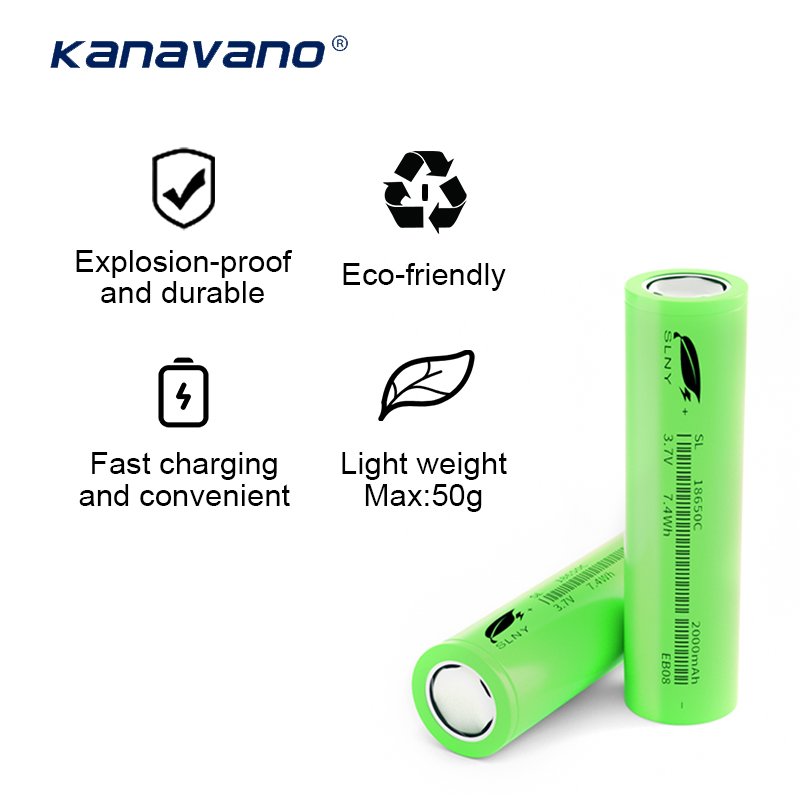 Fast delivery 18650 cells 3.7v 2000mah rechargeable cylindrical lithium ion battery for flashlight