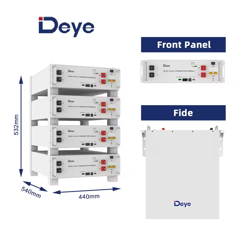 Hot Sale Deye Se-G5.1 Pro-B Eu In Stock Pack 3U 51.2V100Ah Energy Storage System Lifepo4 Battery Lithium Battery