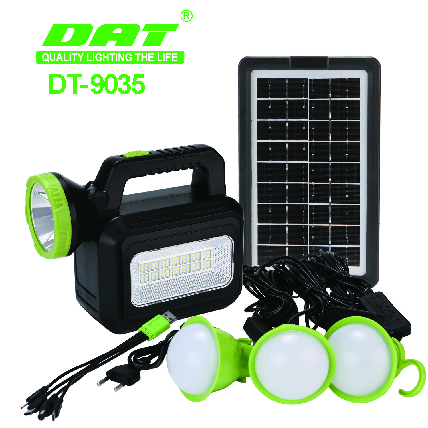 DT-9035 DAT Solar power lighting system kits 9v3.5w power bank solar mini inverter outdoor solar camping light
