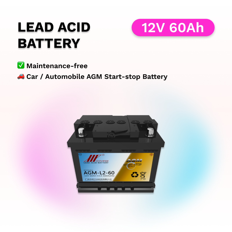 12V 60Ah lead acid battery OEM car maintenance-free AGM start-stop battery SUPOWER AGM-L2-60