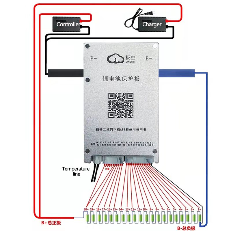 JK active balance 7s/8s-24s 60a 24v-96v battery board management system smart lipo/lto/lifepo4 bms for lithium ion battery pack