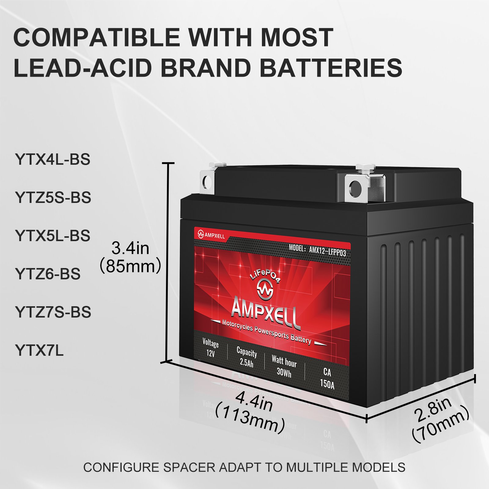 motorcycle accessories lifepo4 battery 12v 2.5AH Starting Battery Replacement ATV, UTV, motorcycle,Scooter, Snowmobile, 4 Wheel