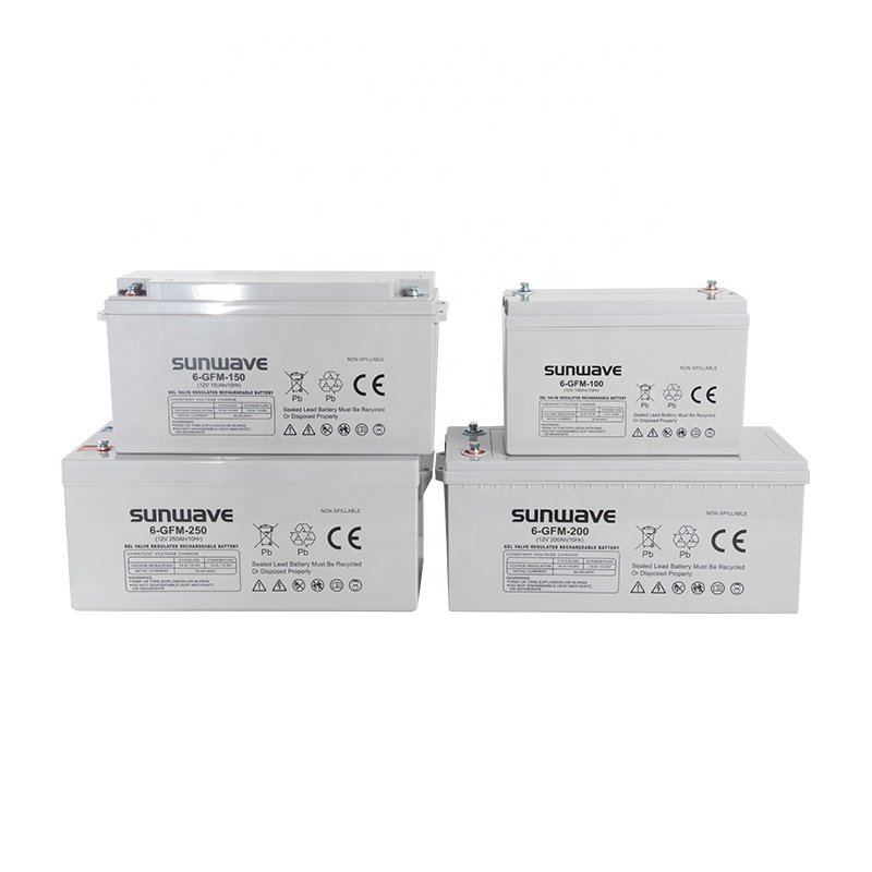 Sunwave Manufacturer High Performance Lead Acid Battery 12V 24V Gel Battery 100Ah 150Ah 200Ah BMS Gel Battery Lithium