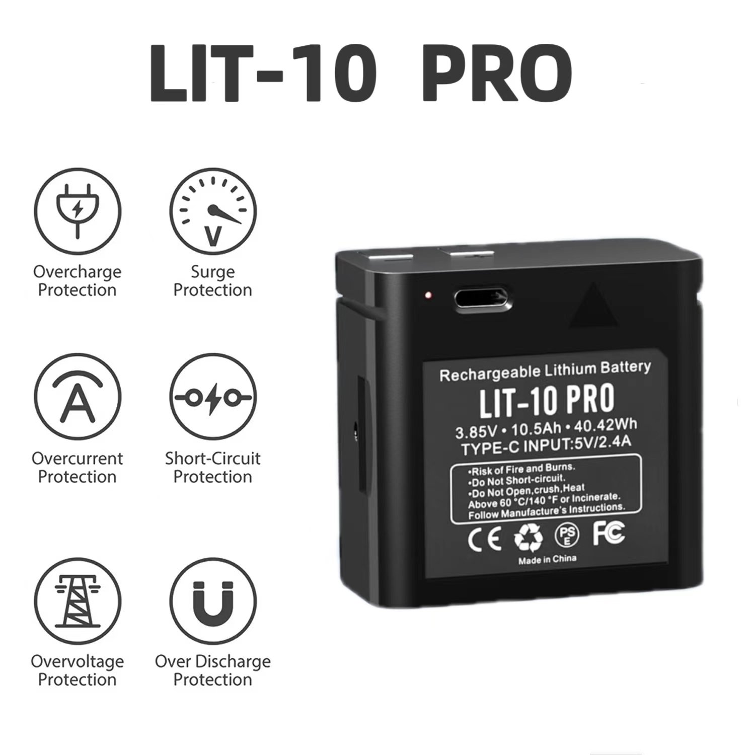Esample LIT-10 PRO 10500mAh 3.85v Rechargeable Lithium Battery Supporting SPYPOINT LM2/Link-Micro /Cell-Link series