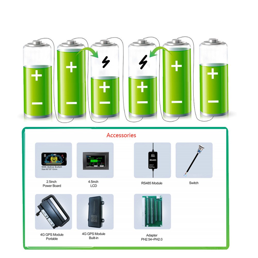 BMS 4S 8S 12S 14S 16S 24S 40A 60A 100A 150A 200A Smart BMS With 1A 2A Active Balance