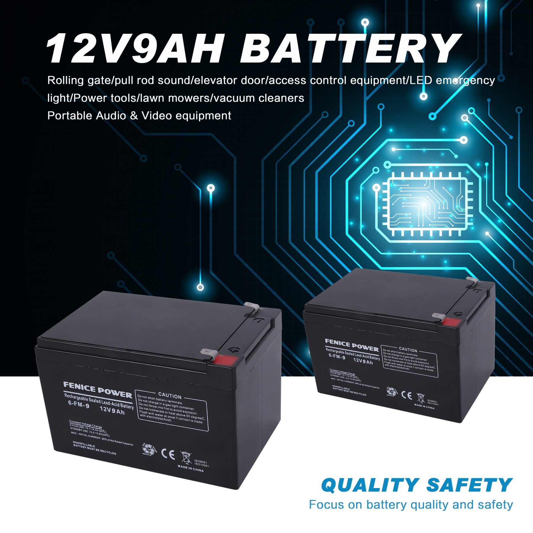 Powerful and Efficient 12 Volt 12V 9AH Battery Lead Acid Battery High Standard Customized Deep Cycle Sealed