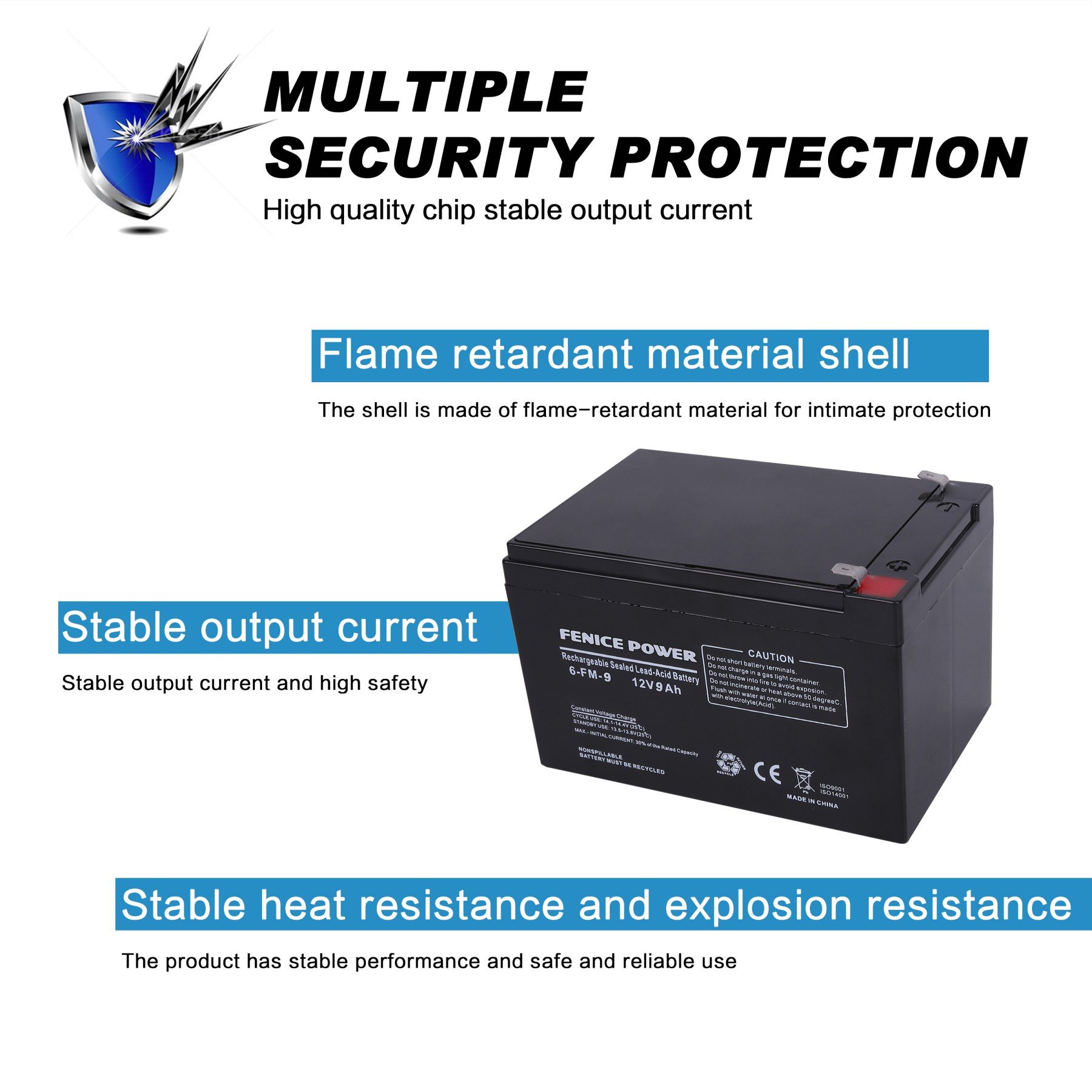 Powerful and Efficient 12 Volt 12V 9AH Battery Lead Acid Battery High Standard Customized Deep Cycle Sealed
