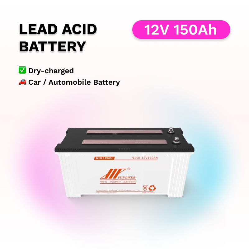 12V 150Ah lead acid battery OEM car dry-charged battery SUPOWER N150 N150L
