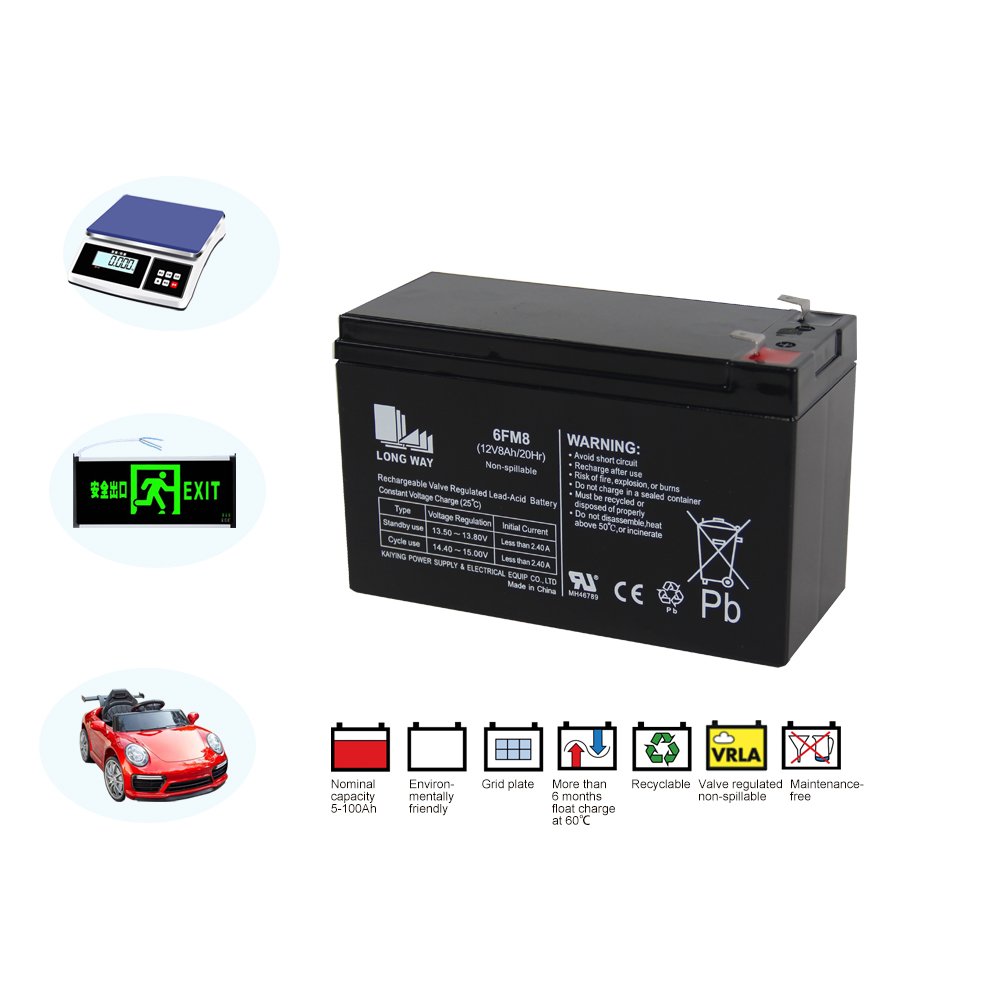 12V8AH 12 Volt Sealed Lead Acid Battery for Storage Electric Cars Golf Carts UPS Alarm System for Children's Ride-On Cars