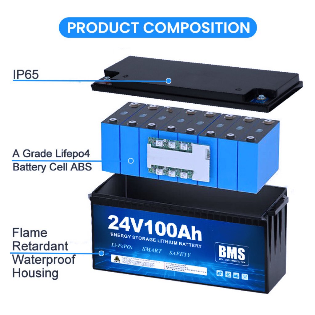 Enook 600ah 500ah 400ah 300ah 100Ah 200ah 25.6V 24v Lifepo4 Deep Cycle Lithium Ion Battery With Bms For Solar System