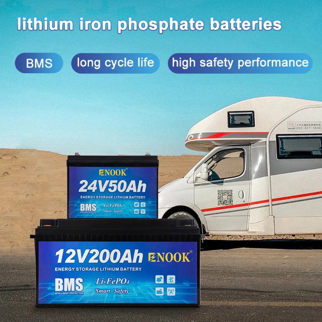 Enook 600ah 500ah 400ah 300ah 100Ah 200ah 25.6V 24v Lifepo4 Deep Cycle Lithium Ion Battery With Bms For Solar System