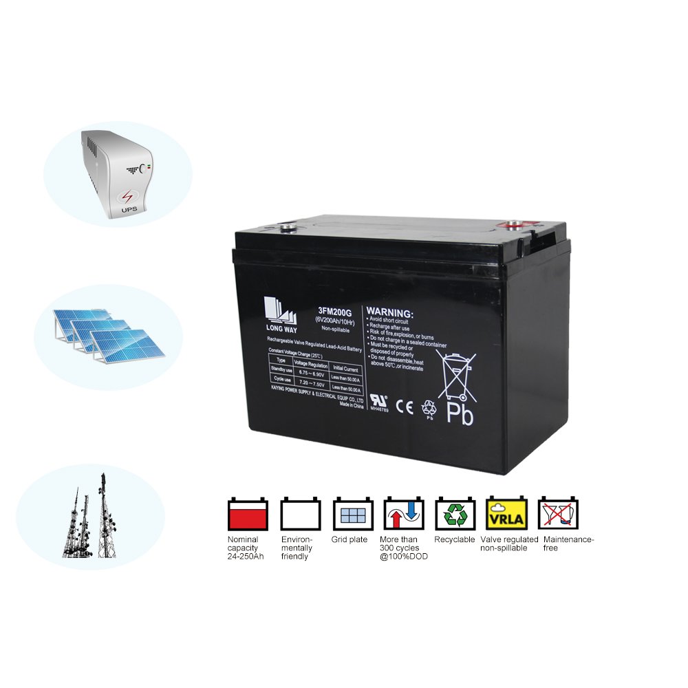 Good Performance 6V200AH lead acid batteries gel battery for ride on kids cars UPS Solar Pane