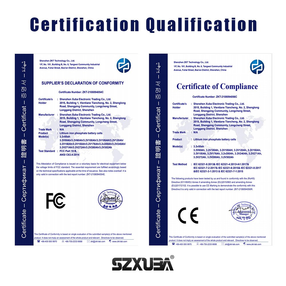 SZXUBA Cn Us Lithium Ion Batteries Ev280K 8000+Cycle 3.2V 280Ah Lifepo4 Lithium Battery Diy 12V 24V 48V