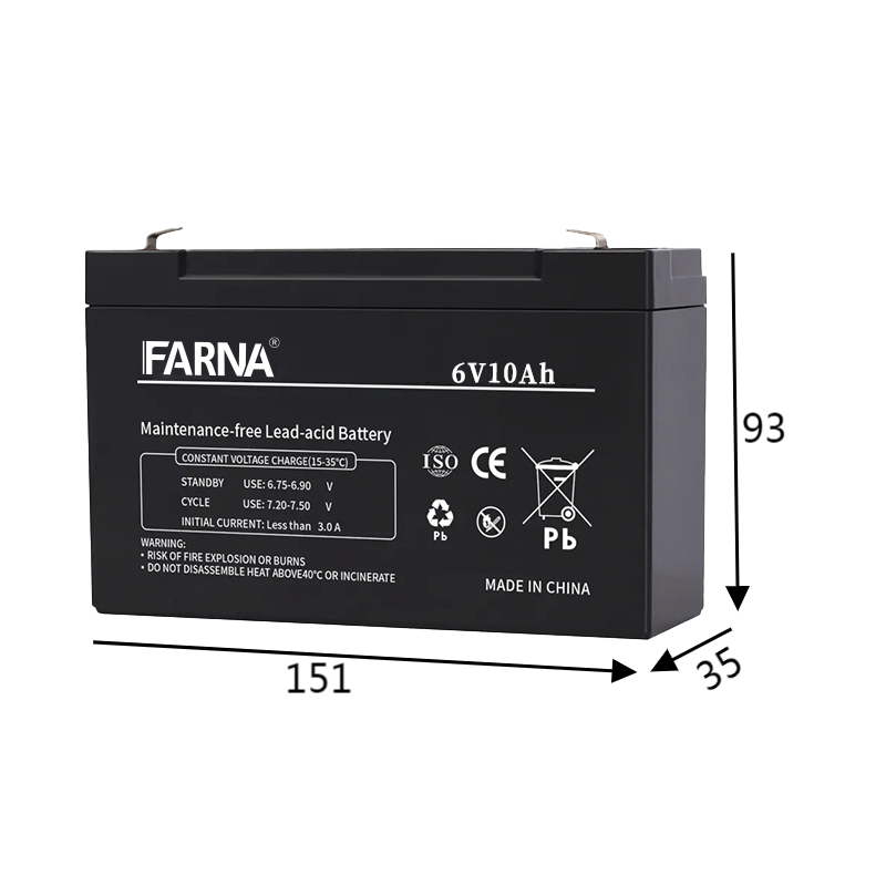 High Quality 6V 10ah Lead Acid Battery UPS Lighting Power Tools Boats Consumer Electronics Alarm Systems-20hr Discharge Free